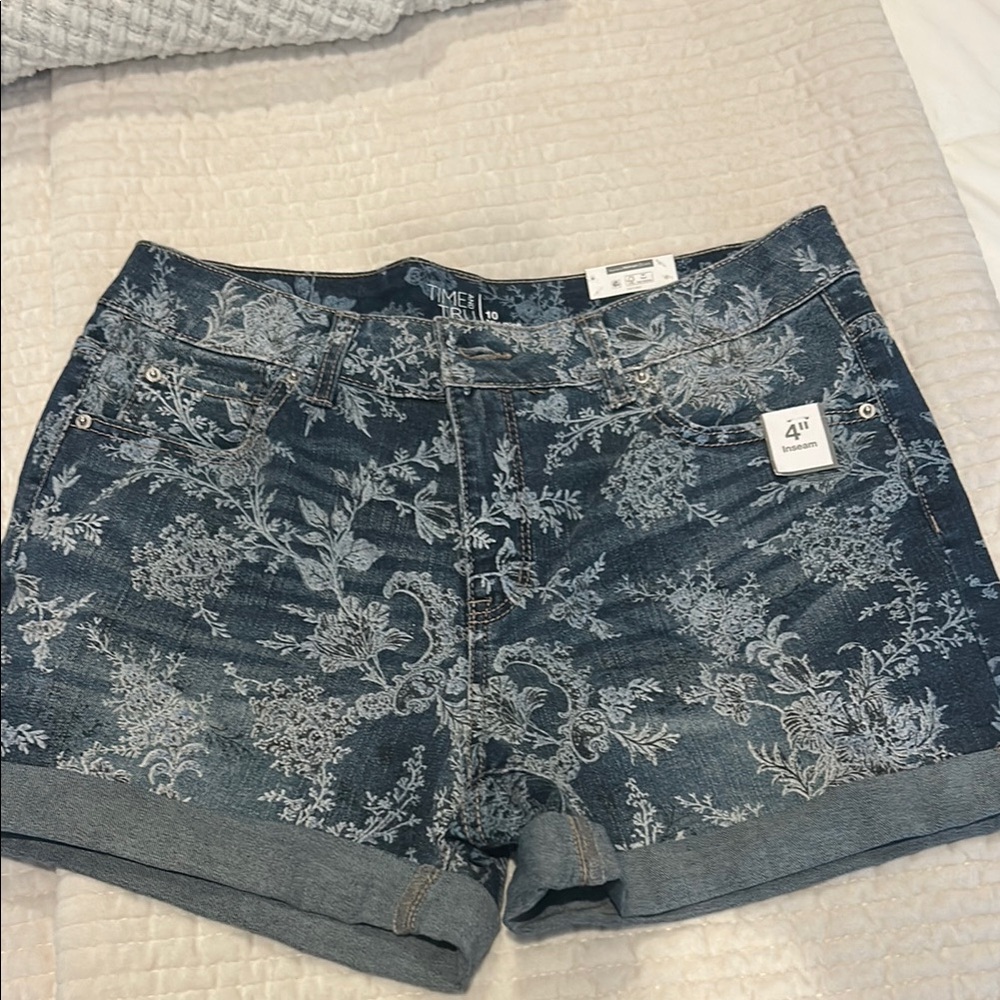 Women's Blue Patterned Shorts